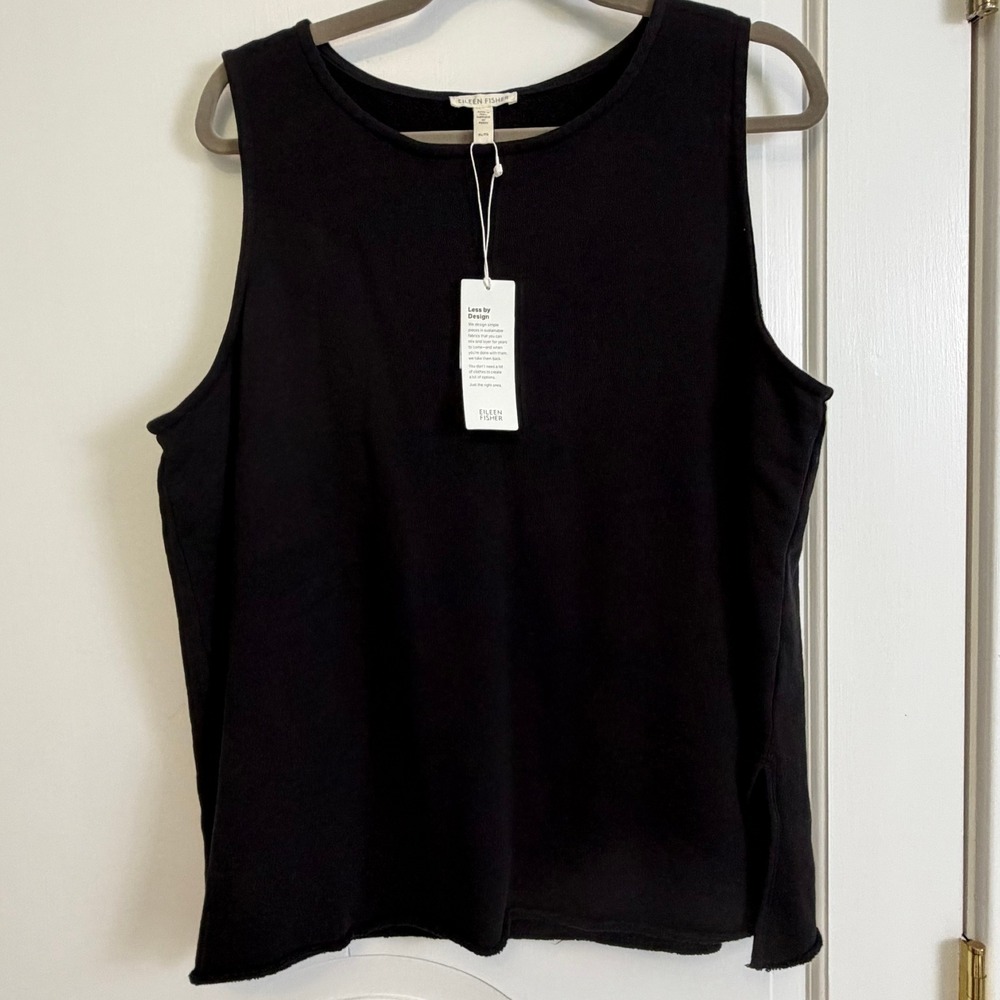 Eileen Fisher Terry Tank Top Women XL Black